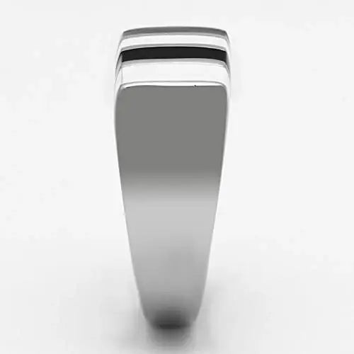 TK849 - High polished (no plating) Stainless Steel Ring with Epoxy in Multi Color - Alamode - Flyclothing LLC
