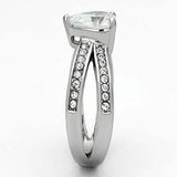TK851 - High polished (no plating) Stainless Steel Ring with AAA Grade CZ in Clear - Alamode - Flyclothing LLC