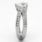 TK851 - High polished (no plating) Stainless Steel Ring with AAA Grade CZ  in Clear - Alamode