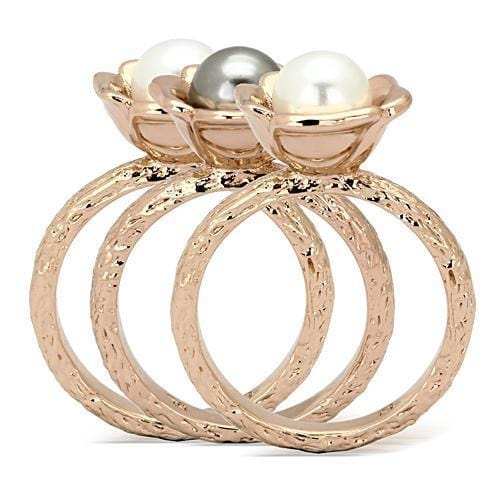 TK852 - IP Rose Gold(Ion Plating) Stainless Steel Ring with Synthetic Glass Bead in Multi Color - Alamode - Flyclothing LLC