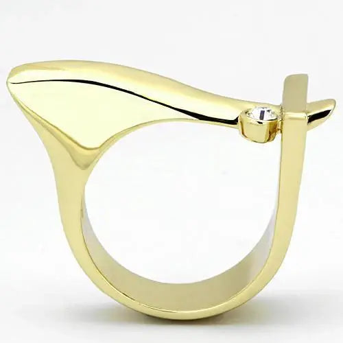 TK853 - IP Gold(Ion Plating) Stainless Steel Ring with Top Grade Crystal in Clear - Alamode - Flyclothing LLC
