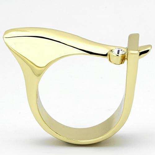 TK853 - IP Gold(Ion Plating) Stainless Steel Ring with Top Grade Crystal in Clear - Alamode - Flyclothing LLC