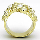 TK856 - IP Gold(Ion Plating) Stainless Steel Ring with Top Grade Crystal  in Clear - Alamode