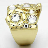 TK856 - IP Gold(Ion Plating) Stainless Steel Ring with Top Grade Crystal in Clear - Alamode - Flyclothing LLC