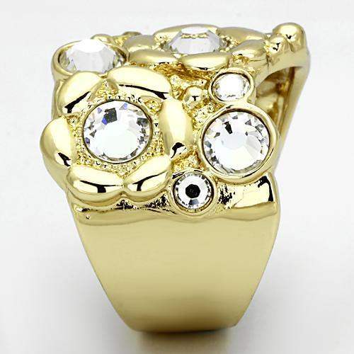 TK856 - IP Gold(Ion Plating) Stainless Steel Ring with Top Grade Crystal in Clear - Alamode - Flyclothing LLC
