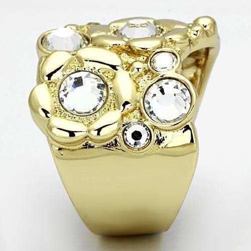TK856 - IP Gold(Ion Plating) Stainless Steel Ring with Top Grade Crystal in Clear - Alamode - Flyclothing LLC