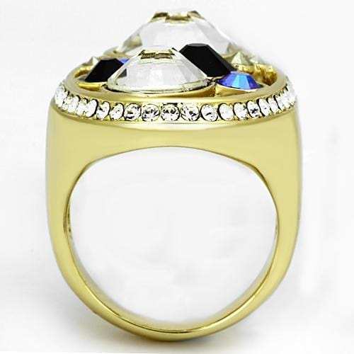 TK857 - IP Gold(Ion Plating) Stainless Steel Ring with Top Grade Crystal in Multi Color - Alamode - Flyclothing LLC