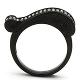 TK862 - IP Black(Ion Plating) Stainless Steel Ring with Top Grade Crystal  in Black Diamond - Alamode