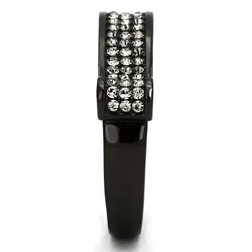 TK862 - IP Black(Ion Plating) Stainless Steel Ring with Top Grade Crystal in Black Diamond - Alamode - Flyclothing LLC