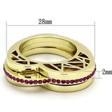 TK863 - IP Gold(Ion Plating) Stainless Steel Ring with Top Grade Crystal  in Fuchsia - Alamode