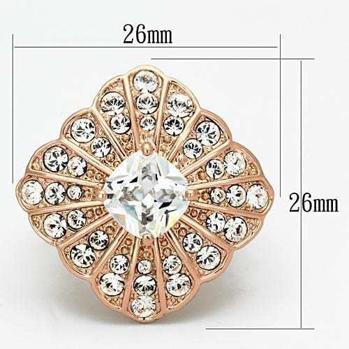 TK866 - IP Rose Gold(Ion Plating) Stainless Steel Ring with AAA Grade CZ in Clear - Alamode - Flyclothing LLC