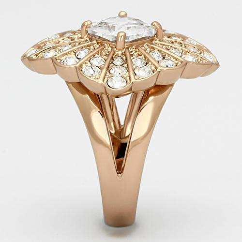 TK866 - IP Rose Gold(Ion Plating) Stainless Steel Ring with AAA Grade CZ in Clear - Alamode - Flyclothing LLC