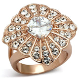 TK866 - IP Rose Gold(Ion Plating) Stainless Steel Ring with AAA Grade CZ  in Clear - Alamode