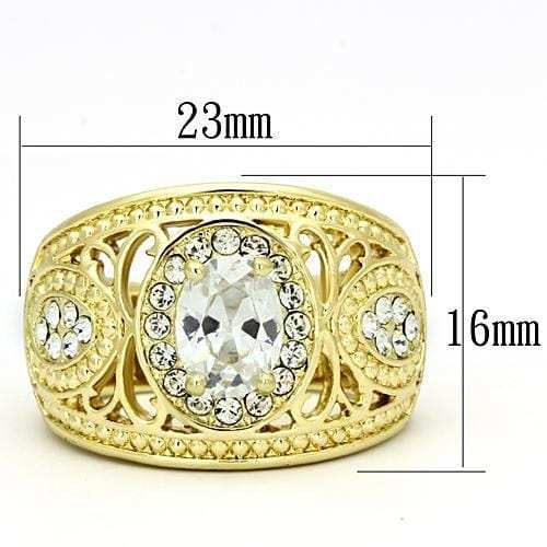 TK868 - IP Gold(Ion Plating) Stainless Steel Ring with AAA Grade CZ in Clear - Alamode - Flyclothing LLC