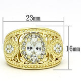 TK868 - IP Gold(Ion Plating) Stainless Steel Ring with AAA Grade CZ  in Clear