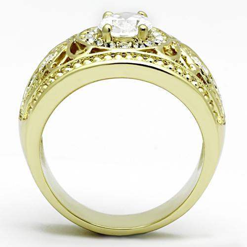 TK868 - IP Gold(Ion Plating) Stainless Steel Ring with AAA Grade CZ in Clear - Alamode - Flyclothing LLC
