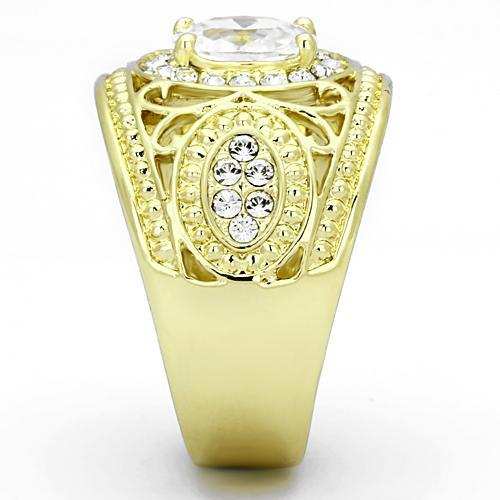 TK868 - IP Gold(Ion Plating) Stainless Steel Ring with AAA Grade CZ in Clear - Alamode - Flyclothing LLC