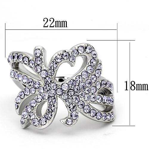 TK869 - High polished (no plating) Stainless Steel Ring with Top Grade Crystal in Light Sapphire - Alamode - Flyclothing LLC