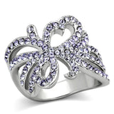 TK869 - High polished (no plating) Stainless Steel Ring with Top Grade Crystal in Light Sapphire - Alamode - Flyclothing LLC