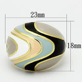 TK870 - IP Gold(Ion Plating) Stainless Steel Ring with Epoxy  in Multi Color - Alamode