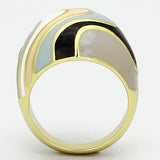 TK870 - IP Gold(Ion Plating) Stainless Steel Ring with Epoxy  in Multi Color - Alamode