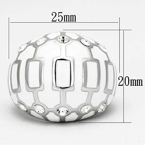 TK871 - High polished (no plating) Stainless Steel Ring with Top Grade Crystal in Clear - Alamode - Flyclothing LLC