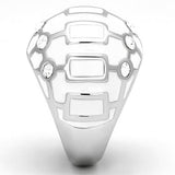 TK871 - High polished (no plating) Stainless Steel Ring with Top Grade Crystal  in Clear - Alamode