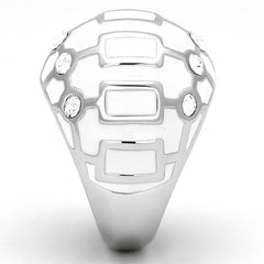 TK871 - High polished (no plating) Stainless Steel Ring with Top Grade Crystal  in Clear