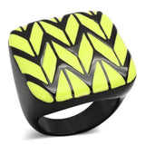 TK872 - IP Black(Ion Plating) Stainless Steel Ring with Epoxy in Topaz - Alamode - Flyclothing LLC
