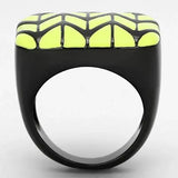 TK872 - IP Black(Ion Plating) Stainless Steel Ring with Epoxy in Topaz - Alamode - Flyclothing LLC