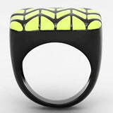 TK872 - IP Black(Ion Plating) Stainless Steel Ring with Epoxy  in Topaz