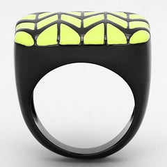 TK872 - IP Black(Ion Plating) Stainless Steel Ring with Epoxy  in Topaz