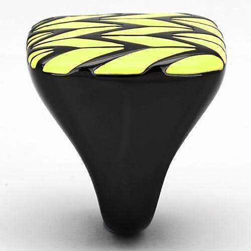 TK872 - IP Black(Ion Plating) Stainless Steel Ring with Epoxy in Topaz - Alamode - Flyclothing LLC