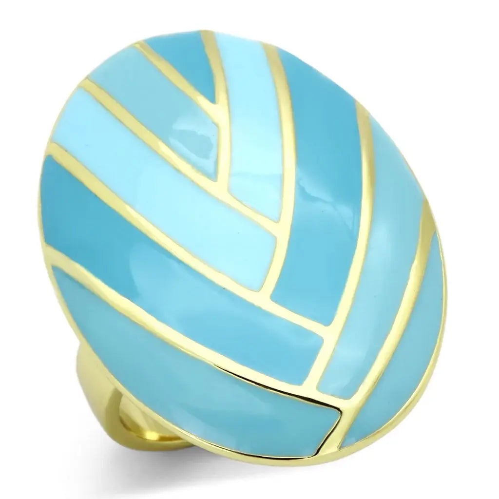 TK874 - IP Gold(Ion Plating) Stainless Steel Ring with Epoxy in Multi Color - Alamode - Flyclothing LLC