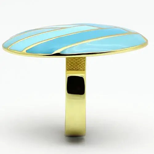 TK874 - IP Gold(Ion Plating) Stainless Steel Ring with Epoxy in Multi Color - Alamode - Flyclothing LLC