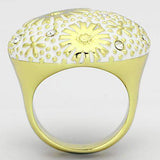 TK875 - IP Gold(Ion Plating) Stainless Steel Ring with Top Grade Crystal in Clear - Alamode - Flyclothing LLC