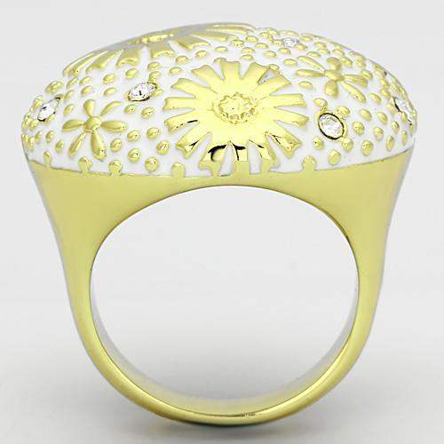 TK875 - IP Gold(Ion Plating) Stainless Steel Ring with Top Grade Crystal in Clear - Alamode - Flyclothing LLC