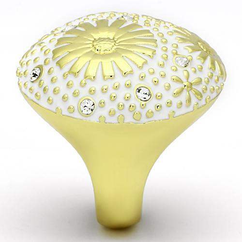 TK875 - IP Gold(Ion Plating) Stainless Steel Ring with Top Grade Crystal in Clear - Alamode - Flyclothing LLC