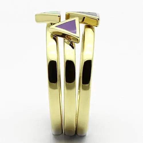 TK877 - IP Gold(Ion Plating) Stainless Steel Ring with Epoxy in Multi Color - Alamode - Flyclothing LLC