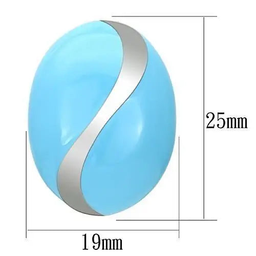 TK892 - High polished (no plating) Stainless Steel Earrings with Epoxy in Sea Blue - Alamode - Flyclothing LLC