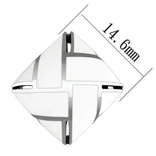 TK896 - High polished (no plating) Stainless Steel Earrings with Epoxy in White - Alamode - Flyclothing LLC