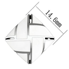 TK896 - High polished (no plating) Stainless Steel Earrings with Epoxy  in White