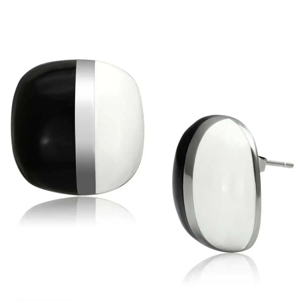 TK898 - High polished (no plating) Stainless Steel Earrings with Epoxy in Multi Color - Alamode - Flyclothing LLC