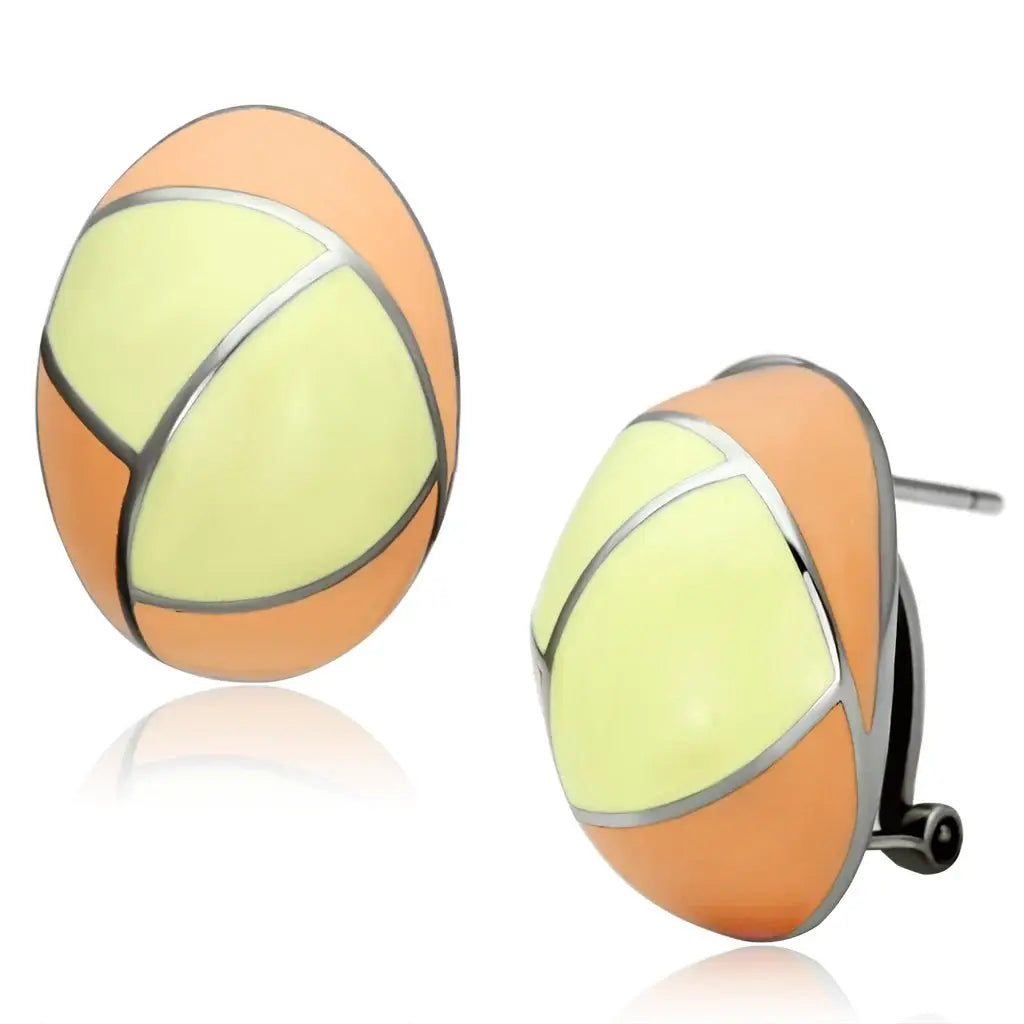 TK899 - High polished (no plating) Stainless Steel Earrings with Epoxy in Multi Color - Alamode - Flyclothing LLC