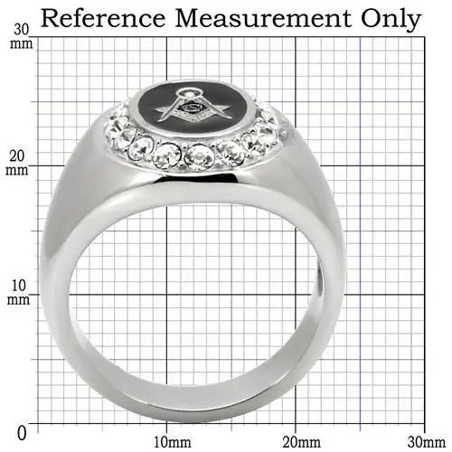 TK8X023 - High polished (no plating) Stainless Steel Ring with Top Grade Crystal in Clear - Alamode - Flyclothing LLC