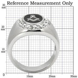 TK8X023 - High polished (no plating) Stainless Steel Ring with Top Grade Crystal in Clear - Alamode - Flyclothing LLC