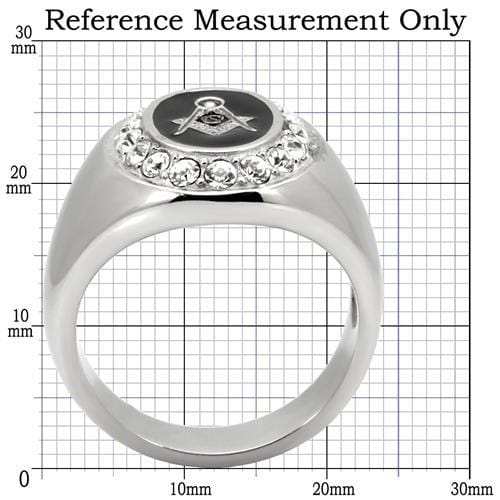 TK8X023 - High polished (no plating) Stainless Steel Ring with Top Grade Crystal in Clear - Alamode - Flyclothing LLC