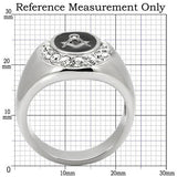 TK8X023 - High polished (no plating) Stainless Steel Ring with Top Grade Crystal  in Clear - Alamode