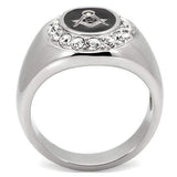 TK8X023 - High polished (no plating) Stainless Steel Ring with Top Grade Crystal in Clear - Alamode - Flyclothing LLC