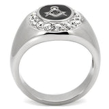 TK8X023 - High polished (no plating) Stainless Steel Ring with Top Grade Crystal  in Clear - Alamode
